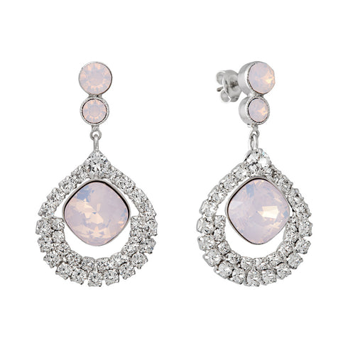Vestuviniai auskarai "J'Adore II (Rožių vandens opalas)" su Swarovski™ kristalais